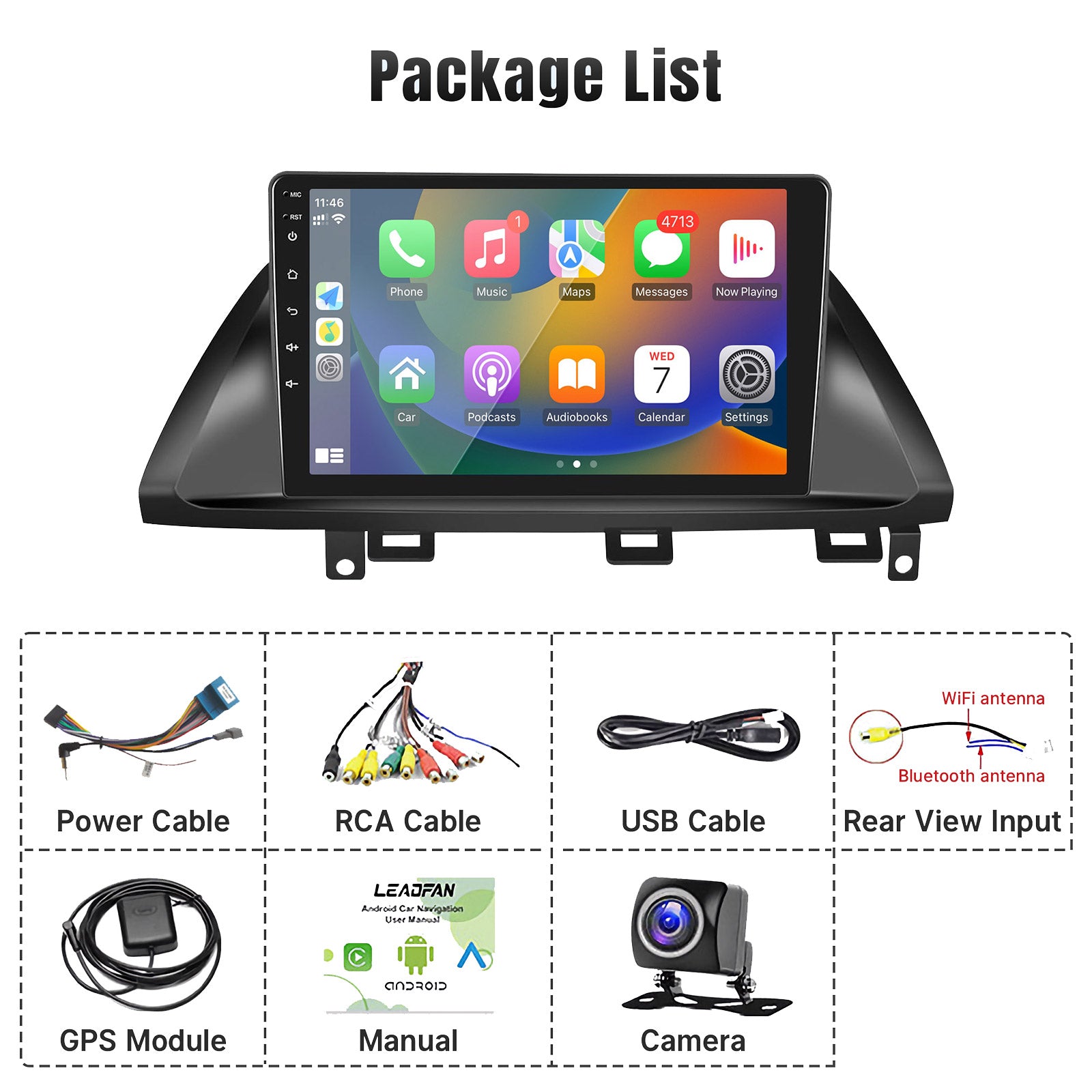 Leadfan Car Stereo Radio for Honda Odyssey 2005 2006 2007 2008 2009 2010 Wireless Apple Carplay Android Auto, 10.1" Touch Screen Audio Receiver with WiFi GPS Navi Bluetooth USB FM SWC Backup Camera